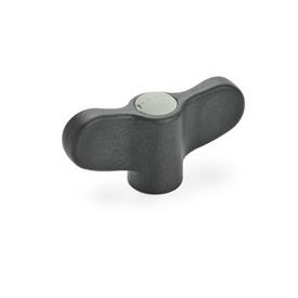 EN 634 Technopolymer Plastic Wing Nuts, Ergostyle®, with Brass Tapped Insert  Color of the cover cap: DGR - Gray, RAL 7035, matte finish