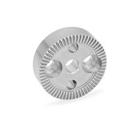 GN 187.4 Stainless Steel Serrated Locking Plates Type: B - With bore d<sub>4</sub> in the center, with two countersunk bores for socket cap screws