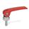 GN 927.4 Zinc Die-Cast Clamping Levers with Eccentrical Cam, Threaded Stud Type, with Stainless Steel Components Type: A - Plastic contact plate with setting nut
Color: R - Red, RAL 3000