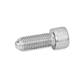 GN 606 Stainless Steel Socket Head Cap Screws, with Full / Flat / Serrated Ball Point End Type: AN - Full ball