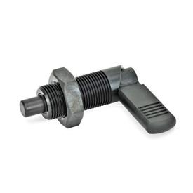 GN 612 Steel Cam Action Indexing Plungers, Lock-Out Form: BK - With plastic sleeve, with lock nut