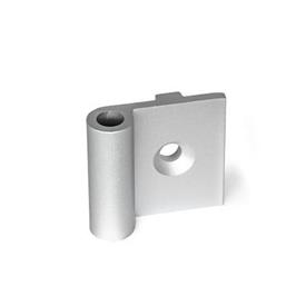 GN 2291 Aluminum Hinge Leafs, for Use with Aluminum Profiles / Panel Elements Type: AN - Exterior hinge leaf, with positioning guide<br />Identification: C - With countersunk holes<br />Bildzuordnung: 40