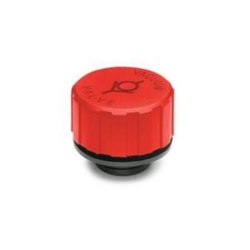 EN 774.1 Plastic Breather Check Valve Caps, with Membrane Color: RT - Red, RAL 3000