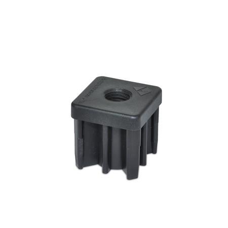 SN 993 Plastic Threaded Tube Ends, Square Type, without Insert 