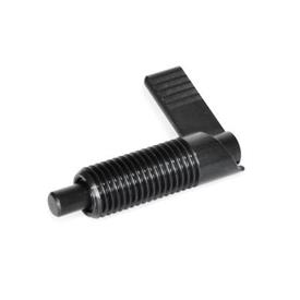 GN 721 Steel Cam Action Indexing Plungers, Non Lock-Out, with 180° Limit Stop Type: RA - Right hand limit stop
