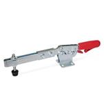 Steel Extended Arm Horizontal Acting Toggle Clamps, with Safety Hook, with Horizontal Mounting Base