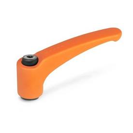 EN 602 Zinc Die-Cast Adjustable Levers, Ergostyle®, Tapped Type, with Steel Components Color: OS - Orange, RAL 2004, textured finish