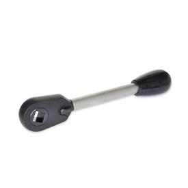 GN 316 Steel Ratchet Wrenches, with Interchangeable Insert, with Reversing Lever Form: V - With square