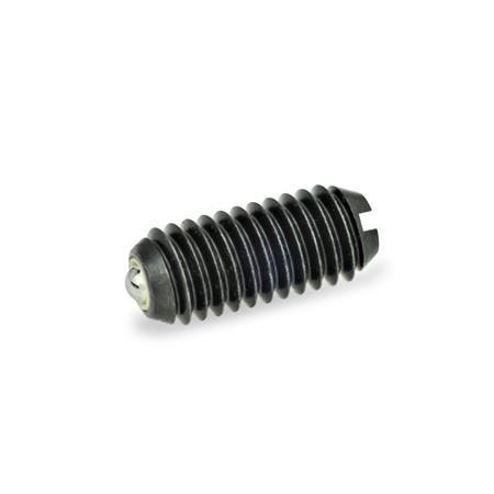 GN 615.8 Steel Ball Plungers, with Friction Bearing, with Slot Type: K - Steel, standard spring load