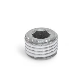 DIN 906 Stainless Steel Threaded Plugs, with Tapered Thread Material: NI - Stainless steel<br />Type: GPC - With thread coating