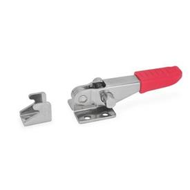GN 851 Stainless Steel Horizontal Latch Type Toggle Clamps, with Horizontal Mounting Base Type: T - Without U-bolt latch, with catch