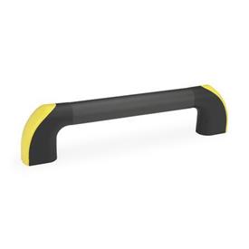 EN 767 Aluminum Tubular Handles, Powder Coated Tube, Plastic End Caps, Ergostyle® Color of the end cap: DGB - Yellow, RAL 1021, shiny finish