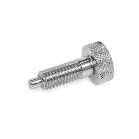 Hand Retractable Spring Plungers  LRSP: Steel, Lock-Out, with Knurled Handle