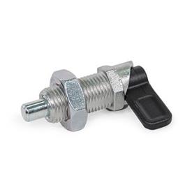 GN 612.8 Zinc Die-Cast Cam Action Indexing Plungers, Lock-Out Type: AK - With lock nut