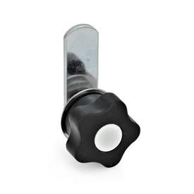 EN 217 Steel Cam Latches / Cam Locks, Operation with Plastic Star Knob Type: A - With straight latch arm<br />Coding: OS - Without lock, latch arm 90° rotatable in both directions