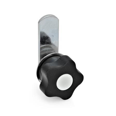 EN 217 Steel Cam Latches / Cam Locks, Operation with Plastic Star Knob Type: A - With straight latch arm
Coding: OS - Without lock, latch arm 90° rotatable in both directions
