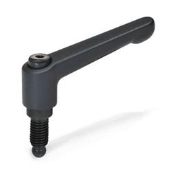 WN 306 Nylon Plastic Adjustable Levers, with Special-Tipped Threaded Studs Color: SW - Black, RAL 9005, textured finish<br />Type: ZK - Ball end