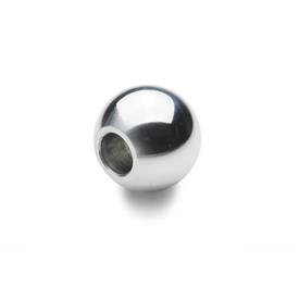 DIN 319 Steel or Aluminum Ball Knobs, with Tapped Hole or Blind Bore Material: AL - Aluminum<br />Type: K - With blind bore H7