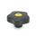EN 5337.2 Plastic Five-Lobed Knobs, with Brass / Steel Tapped or Plain Blind Bore Insert Color of the cover cap: DGB - Yellow, RAL 1021, matte finish