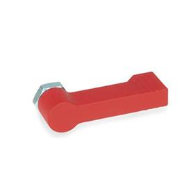GN 702 Zinc Die-Cast Stop Latches, with 4 Indexing Positions Type: B - With tapped hole<br />Color: RS - Red, RAL 3000, textured finish