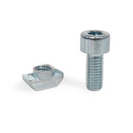 GN 968 Steel T-Nut Assemblies, for 30 / 40 / 45 mm Profile Systems Type: A - Socket cap screw DIN 912