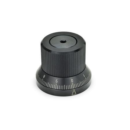 Perillas de indexado GN 700: Aluminio, mecanismo acero, con posicionado continuo