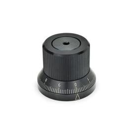 GN 700 Steel Indexing Knobs, with Stepless Positioning Type: KS - With customized scale
