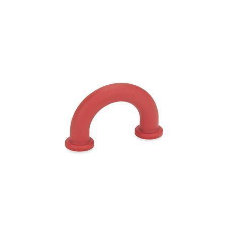 EN 224.3 Technopolymer Plastic Finger Grip Handles, with Plain Bore Holes Farbe: RT - Red, RAL 3000, matte finish