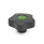 EN 5337.2 Plastic Five-Lobed Knobs, with Brass / Steel Tapped or Plain Blind Bore Insert Color of the cover cap: DGN - Green, RAL 6017, matte finish