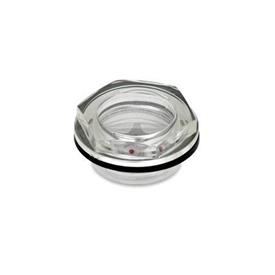 EN 541 Crystal Clear Plastic Fluid Sight Glasses Type: A - With reflector