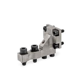 GN 868.1 Steel Gripper Jaw Block Brackets, for GN 864 Pneumatic Fastening Clamps Type: P - Jaw blocks parallel to clamping arm<br />Finish: NC - Chemically nickel plated
