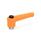 WN 304.1 Plastic Straight Adjustable Levers with Push Button, Tapped or Plain Bore Type, with Stainless Steel Components Lever color: OS - Orange, RAL 2004, textured finish
Push button color: S - Black, RAL 9005