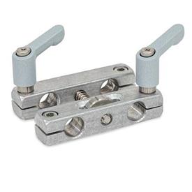 GN 474.3 Aluminum Parallel Mounting Clamps with Adjustable Spindle Type: K - With two adjustable levers and two socket cap screws<br />Finish: MT - Matte, tumbled finish