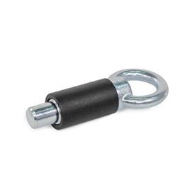 GN 722.4 Steel Indexing Plungers, Non Lock-Out, Weldable Type: R - Round, with pull ring, fixed