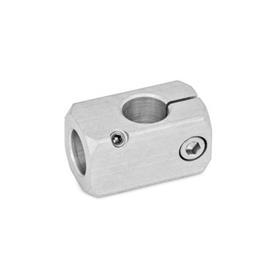 GN 476 Aluminium, mini-noix de serrage orthogonales en T Finition: MT - Finition mate au tonneau<br />Type: A - Avec alésage