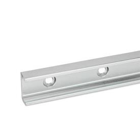 GN 2422 Steel Cam Roller Linear Guide Rails, for Cam Roller Linear Guide Rail Systems, C-Profile Type: XT - Fixed bearing rail, with mounting hole for flat head screw