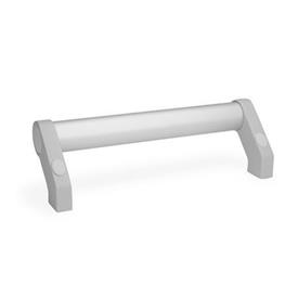 GN 333 Aluminum Tubular Handles, with Angled Legs Type: B - Mounting from the operator's side (only for d<sub>1</sub> = 28 mm)<br />Finish: ES - Anodized finish, natural color