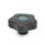 EN 5337.7 Plastic Five-Lobed Knobs, with Stainless Steel Tapped Blind Bore Insert Type: E - With cover cap (tapped blind bore)
Color of the cover cap: DBL - Blue, RAL 5024, matte finish
