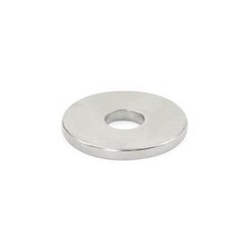 GN 55.1 Unshielded Raw Magnets, Neodymium-Iron-Boron, Disk-Shaped, with Bore or Countersunk Hole Outside diameter d<sub>1</sub>: B - Bore