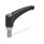 EN 602.1 Zinc Die-Cast Adjustable Levers, Threaded Stud Type, with Stainless Steel Components, Ergostyle® Color: SW - Black, RAL 9005, textured finish