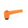 WN 304 Plastic Straight Adjustable Levers, Tapped or Plain Bore Type, with Steel Components, with Push Button Lever color: OS - Orange, RAL 2004, textured finish
Push button color: O - Orange, RAL 2004