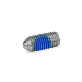 GN 615.3 Poussoirs à bille en acier / inox, avec verrouillage de filetage, avec bille, à 6 pans creux Type: KN - Inox, ressort à charge standard<br />Verrouillage de filetage: PFB - Patch polyamide