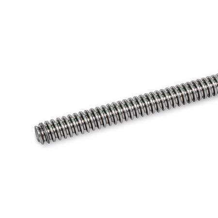 GN 103 Steel / Stainless Steel Trapezoidal Lead Screws, Single- or Multi-Start Lead direction: RH - Right-hand thread
Material: ST - Case-hardened steel