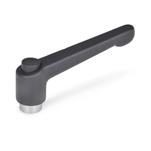 Manettes indexables en zinc moulé sous pression avec bouton-poussoir, de type taraudé avec composants en inox