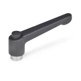 GN 303.1 Zinc Die-Cast Adjustable Levers, with Push Button, Tapped Type, with Stainless Steel Components Push button color: S - Black, RAL 9005