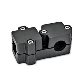 GN 194 Aluminum T-Angle Connector Clamps, Multi-Part Assembly Bildzuordnung1: V - Square<br />Bildzuordnung2: B - Bore<br />Finish: SW - Black, RAL 9005, textured finish