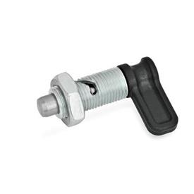 GN 712 Steel Cam Action Indexing Plungers, Plunger Pin Protruded in Normal Position Type: RK - Lock-out, with lock nut