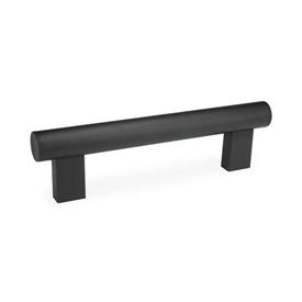 GN 666 Aluminum or Stainless Steel Tubular Grip Handles, with Tapped Inserts Finish: SW - Black, RAL 9005, textured finish