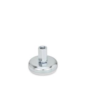 GN 30 Steel Sheet Metal Leveling Feet, Tapped Socket or Threaded Stud Type, with Rubber Pad Type (Base): A2 - Steel, zinc plated, rubber pad inlay, white<br />Version (Stud / Socket): X - External hex, tapped socket type