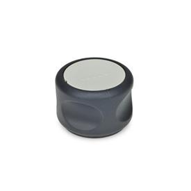 EN 624.5 Technopolymer Plastic Soft Grip Knobs, with Stainless Steel Tapped Insert, Ergostyle®, Softline Color of the cap: DGR - Gray, RAL 7035, matte finish